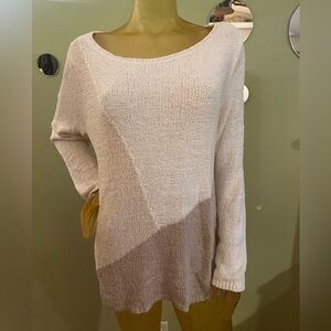 J. Jill Off-the-Shoulder Sweater in Cream and Tan